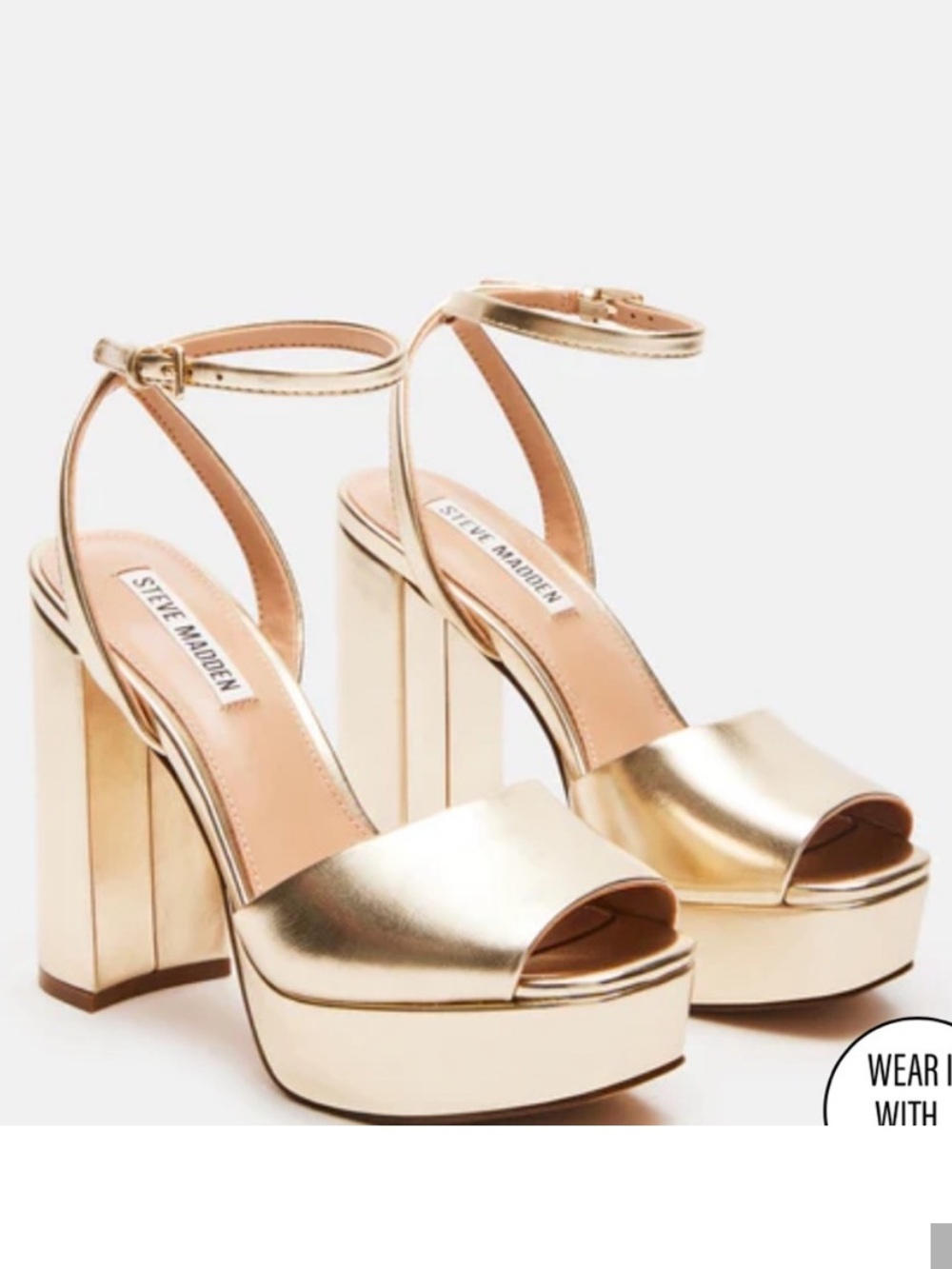 Steve Madden Metallic Gold Platform Block-Heel Sandals 8.5 worn once